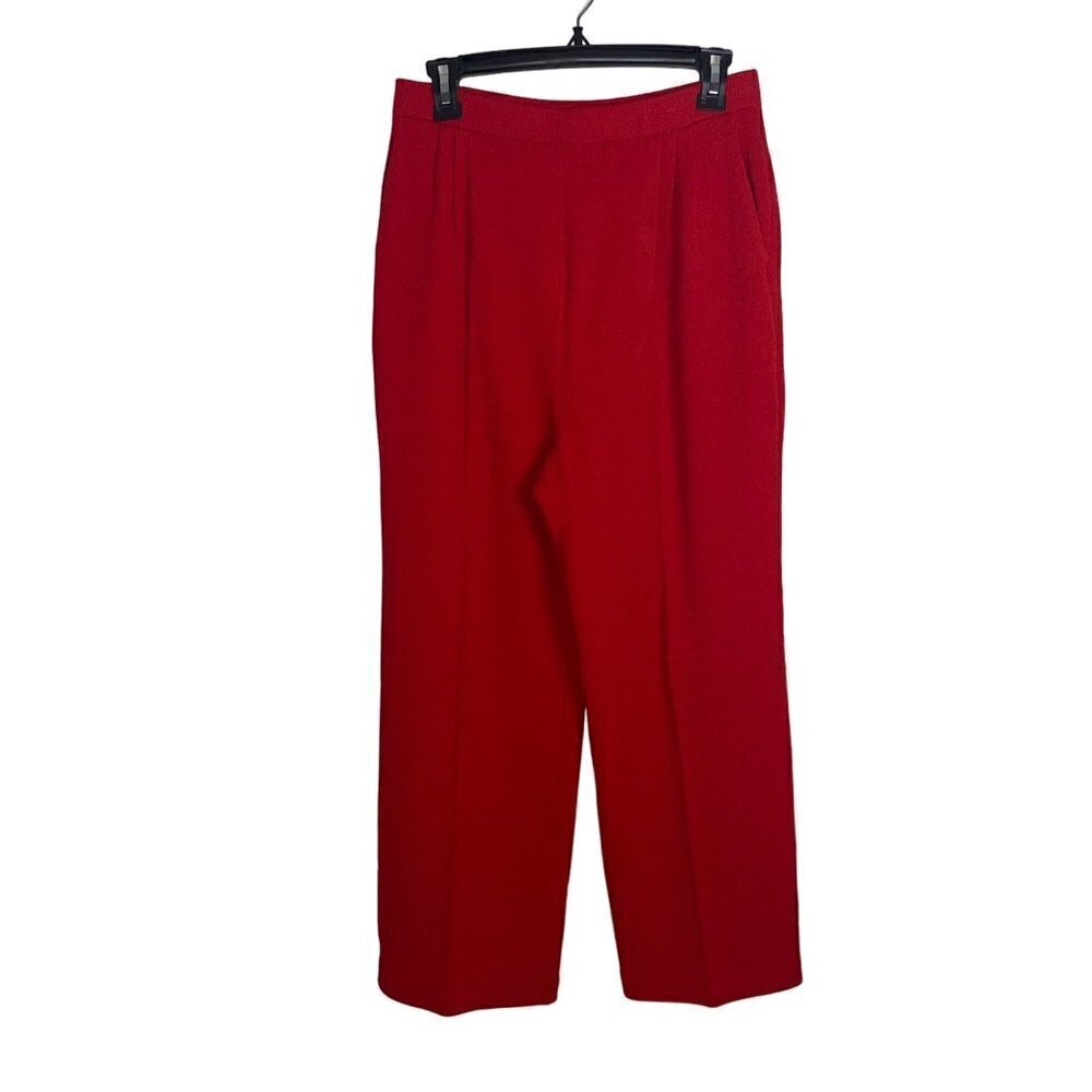 St John Collection Vintage Womens Trousers Size 10 Red Santana Knit High Waist